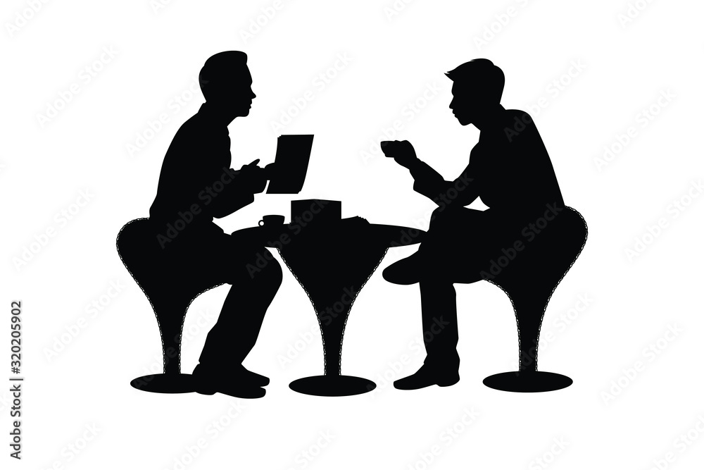 Talking businessmen silhouette vector