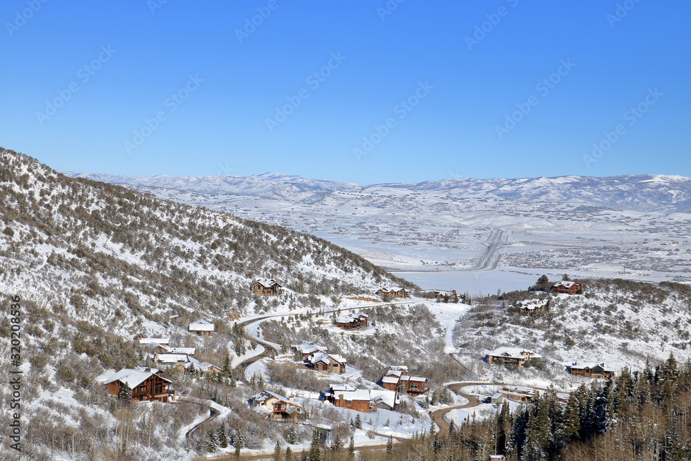 Mountain houses, roads and valleys, Park City, Utah