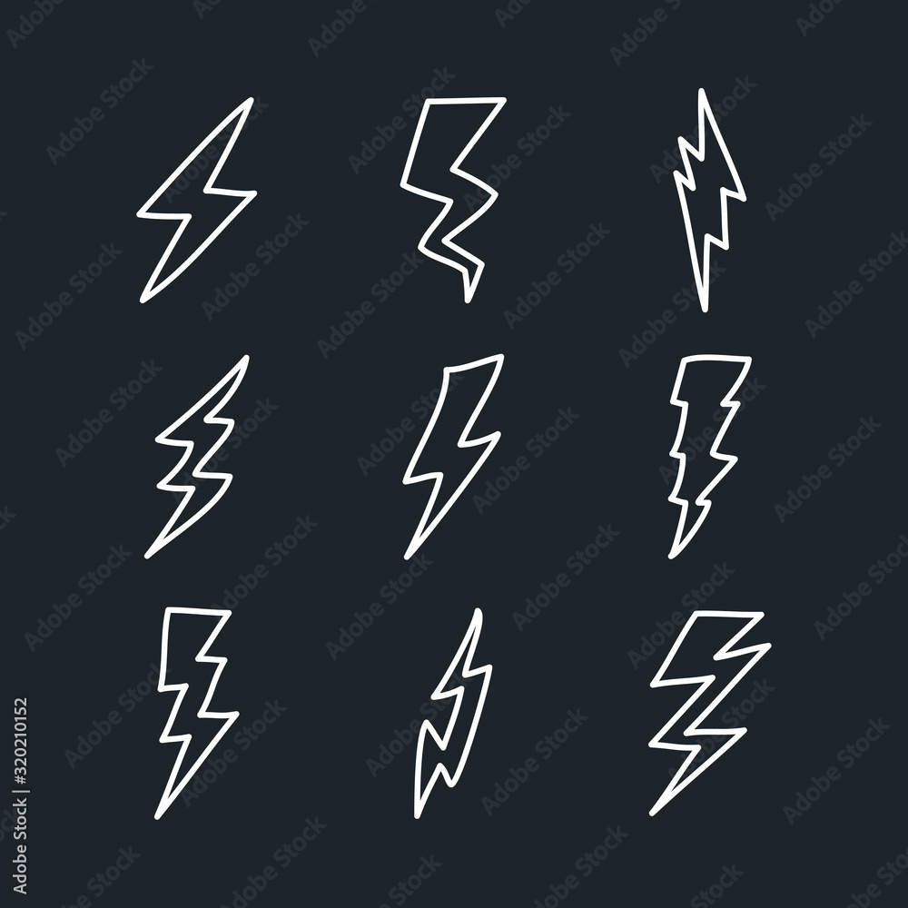 Set Lightning bolt. Thunderbolt icon template color editable. lightning strike symbol vector sign isolated on white background illustration for graphic and web design.