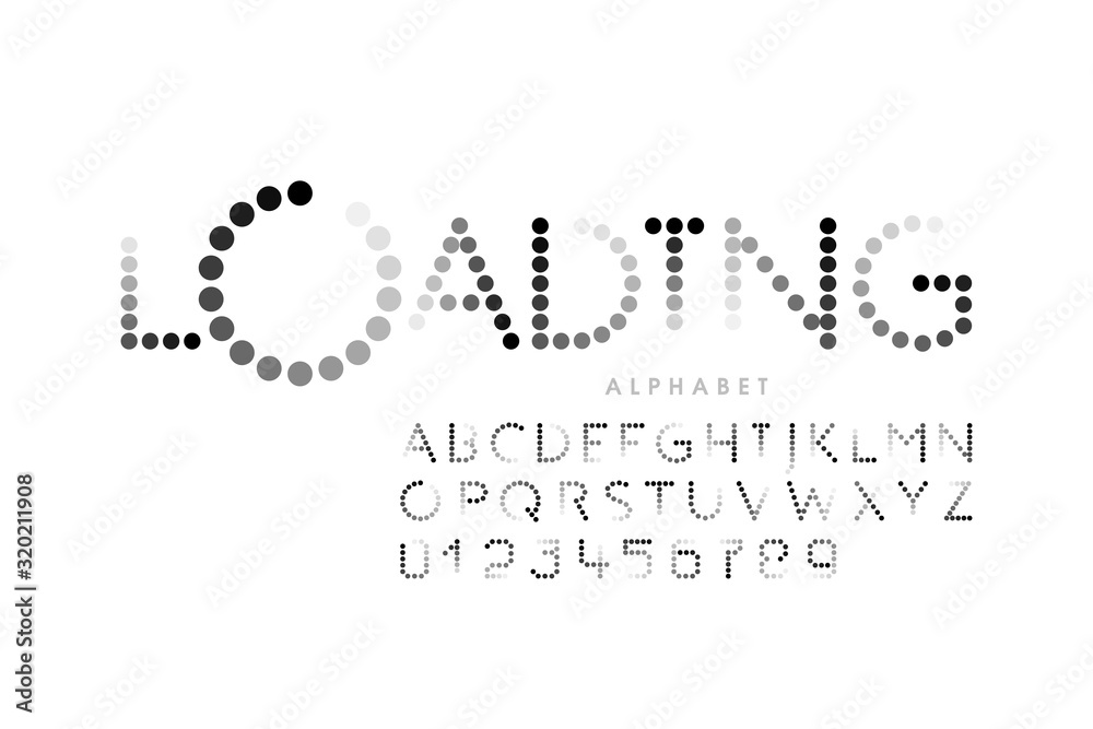 Loading bar style font, alphabet letters and numbers