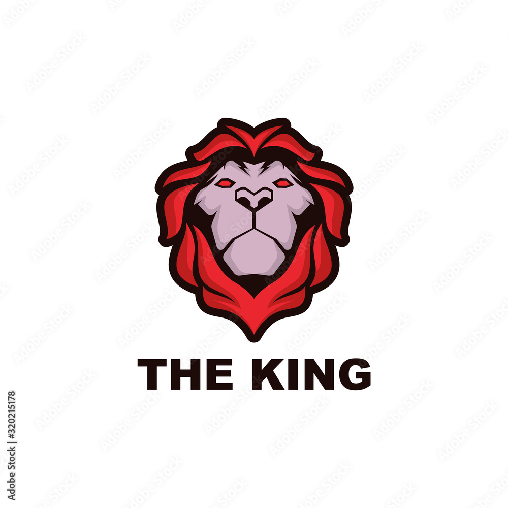 The king logo design illustration. Lion head vector