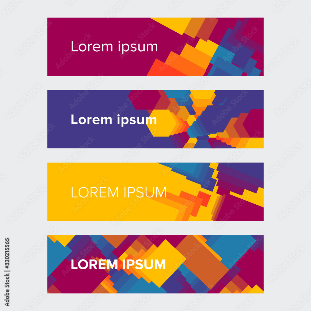 Fototapeta premium Set of colorful banners with abstract geometric background