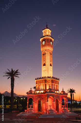 Izmir Clock Tower at the Konak Square in Izmir, Turkey.