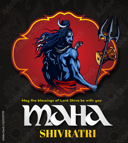 llustration Of Happy Maha Shivratri, a Hindu festival celebrated of Shiva Lord. Vector illustration.