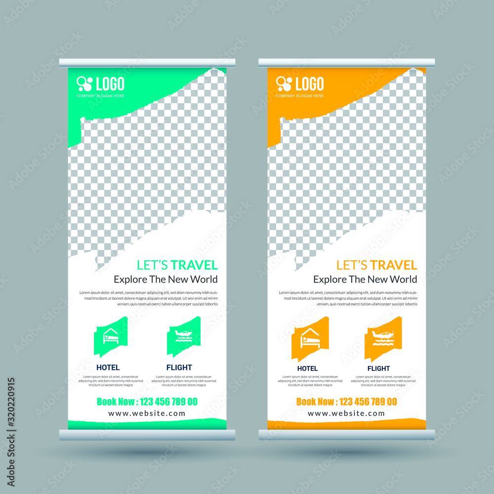 Tour and travel roll up banner template