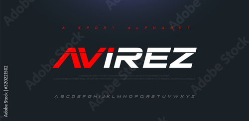 Sport Modern Future Italic Alphabet Font. Typography urban style fonts for technology, digital, movie logo italic style. vector illustration photo