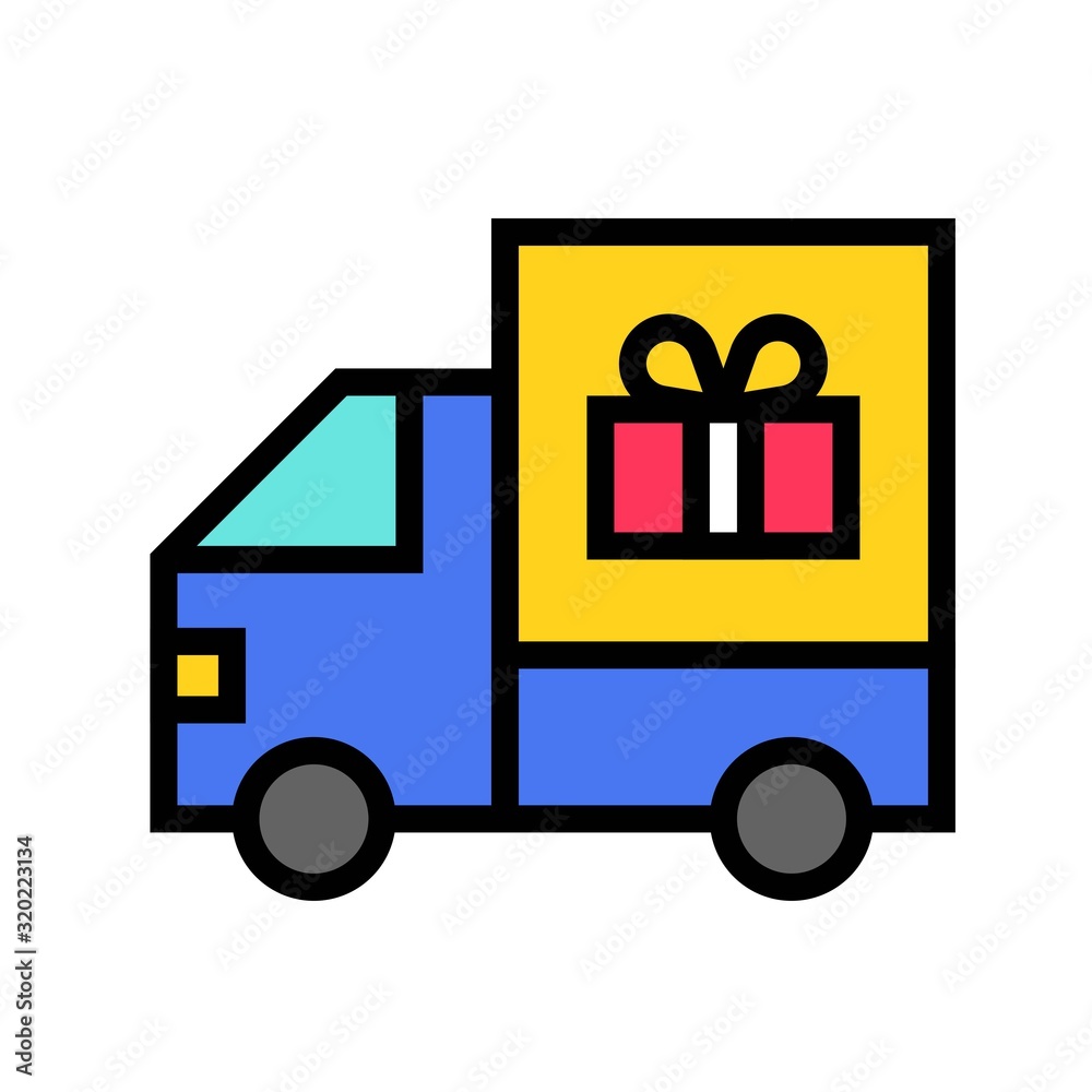 Delivery truck vector illustration, filled style icon