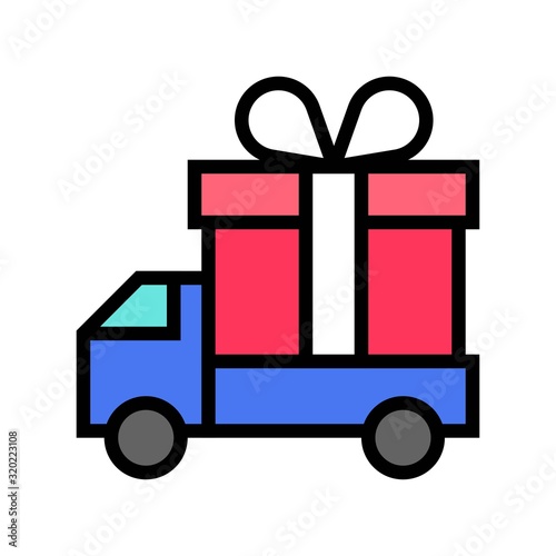 Delivery truck vector illustration, filled style icon