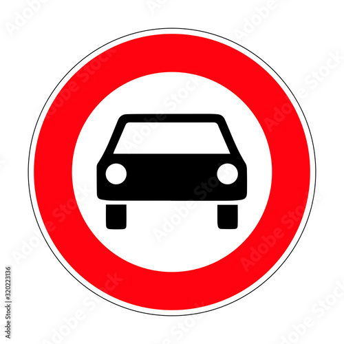 Prohibition for cars. Road sign of Germany. Europe. Vector graphics.