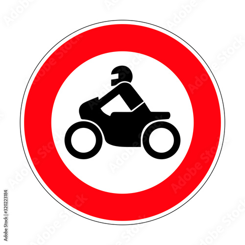 Travel is prohibited for two-wheeled vehicles. The ban for motorcycles. Road sign of Germany. Europe. Vector graphics.