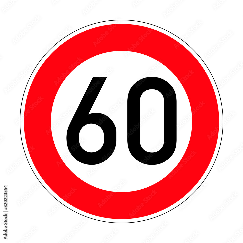 Allowed maximum speed. Speed limit. Road sign of Germany. Europe. Vector graphics. Allowed maximum speed. Speed limit. Road sign of Germany. Europe. Vector graphics.