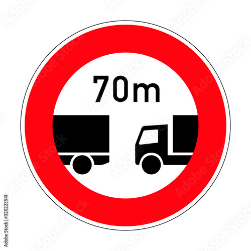 Ban on driving with a distance less than specified. Mandatory distance. Road sign of Germany. Europe. Vector graphics.