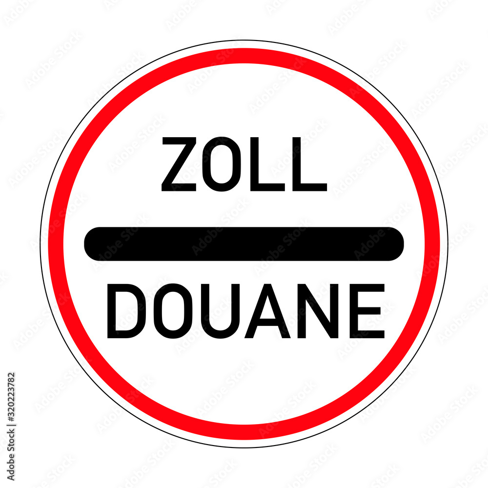 Customs. Road sign of Germany. Europe. Vector graphics. Customs. Road sign of Germany. Europe. Vector graphics.