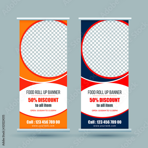 Food roll up banner design for restaurant