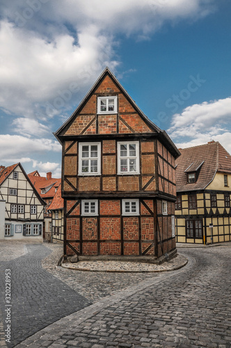 half-timbered house in the medieval old town of Quedlinburg in Germany