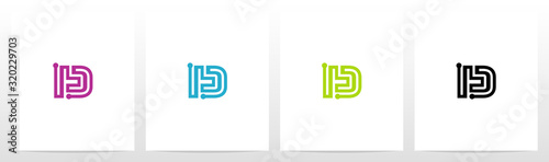 Parallel Lines With Nodes Formed Letter Logo Design D