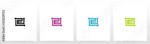 Parallel Lines With Nodes Formed Letter Logo Design E