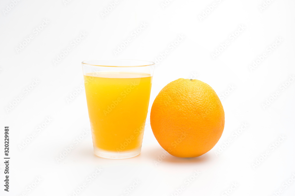Glass of orange juice with orange fruit on white background. Glass of orange juice with orange fruit on white background.