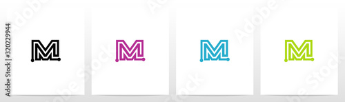 Parallel Lines With Nodes Formed Letter Logo Design M