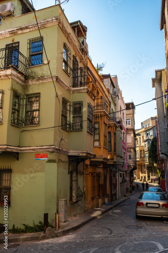 Istanbul  Turkey. July 21  2019. Fatih historic district  Balat quarter  view of the street and houses