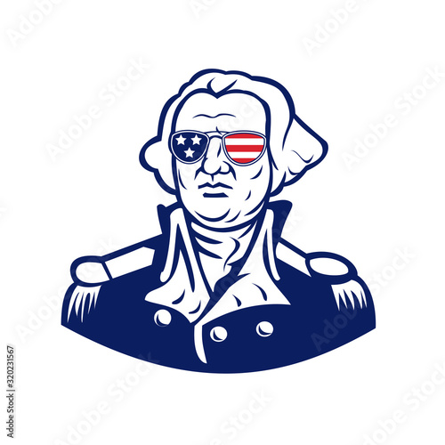 Washington Wearing Sunglasses USA Flag Mascot