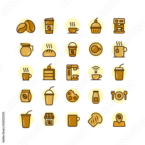 Coffee Shop filled outline ...