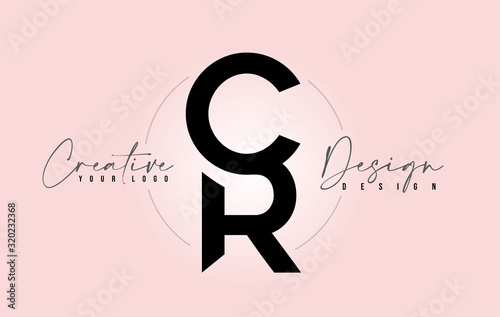 CR Letter Design Icon Logo with Letters one on top of each other Vector.