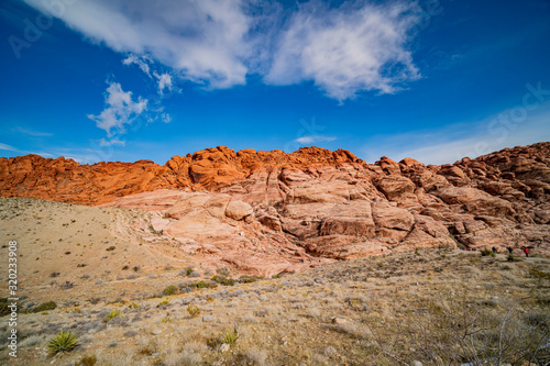 Winter snowy landscape of the famous Red Rock Canyon