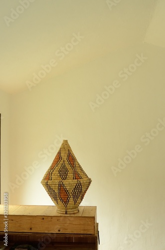 moroccan basket in livingroom