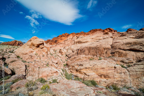 Winter snowy landscape of the famous Red Rock Canyon