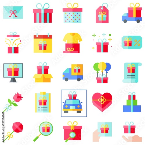 Gift related vector icon set 2, flat style