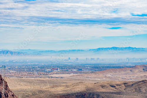 Photography High angle view of the Las Vegas skyline from the famous Red Rock Canyon