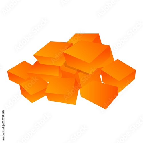 Carrot cutted cubes icon. Cartoon of carrot cutted cubes vector icon for web design isolated on white background