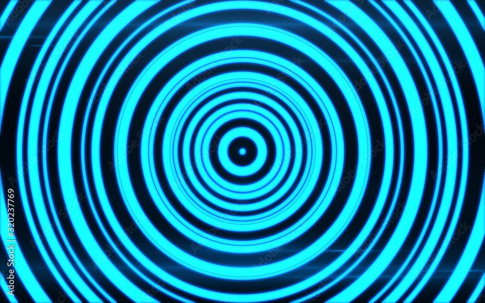 Blue abstract tech circles glowing background.Technology signal.Concentric blue circles design.