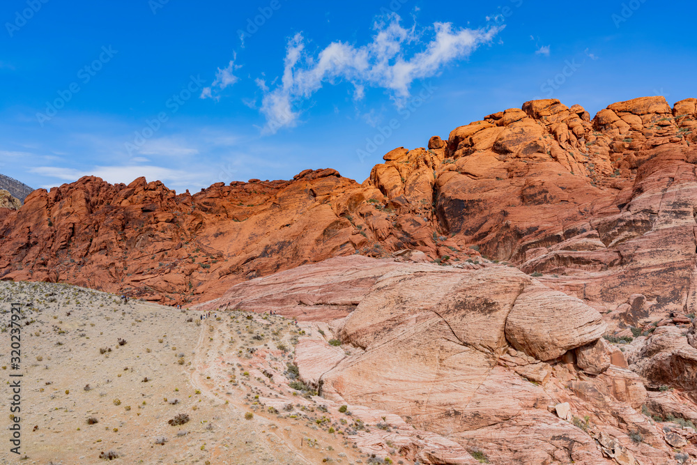 Winter snowy landscape of the famous Red Rock Canyon