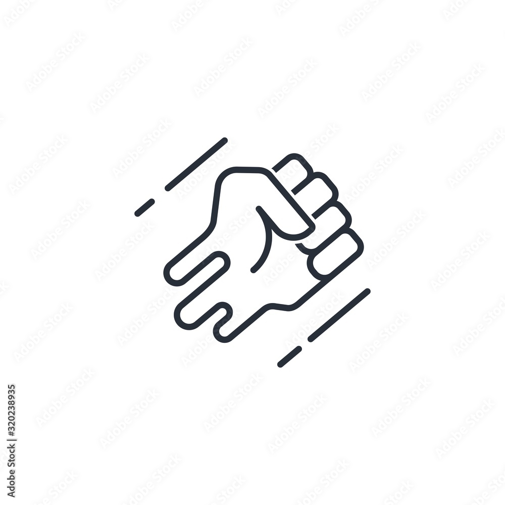 Fototapeta premium Flying fist. Vector linear icon on a white background.
