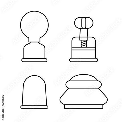 Vacuum silicone, glass cans with rubber bulb and with a screw. Massage jars for face and body. Medical anticellulite cups. Set of vector illustrations in linear style. Isolated on white background. 