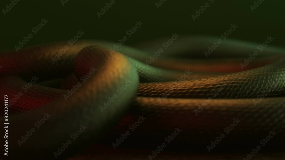 3D animation of a giant dragon snake body moving