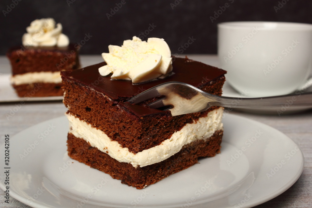 Cream Pie. Chocolate Sponge Cake filled with whipped cream. Cream Pie. Chocolate Sponge Cake filled with whipped cream.