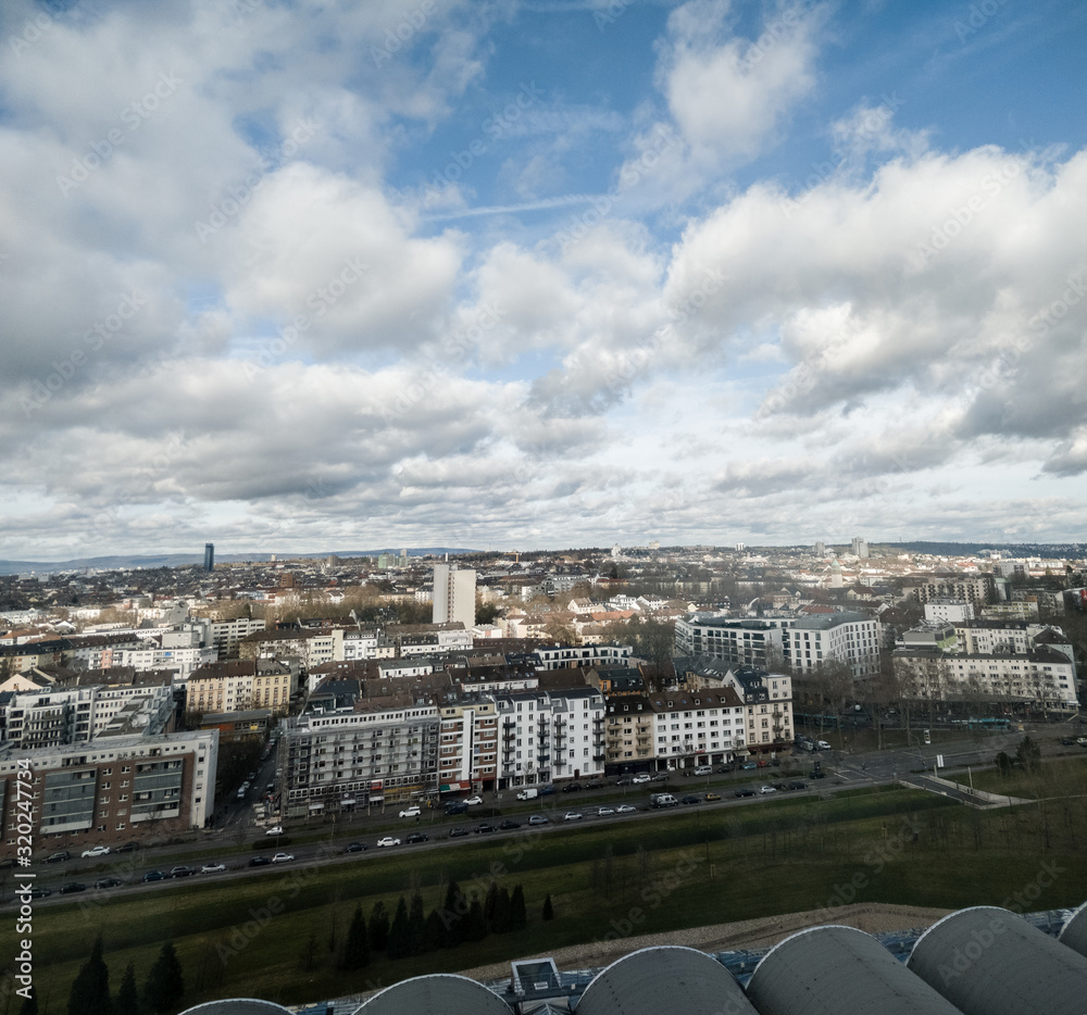 Cityscape with cloudy sky