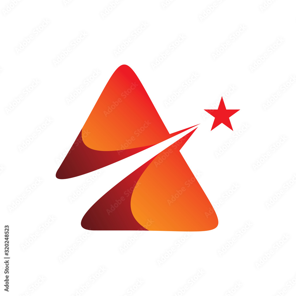 Fototapeta premium triangle red color star logo design