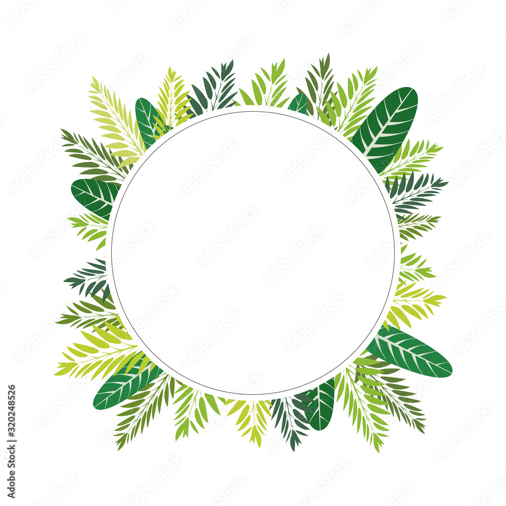 cadre rond feuille nature