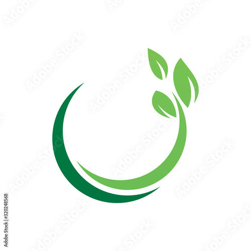 circle green nature leaf logo design