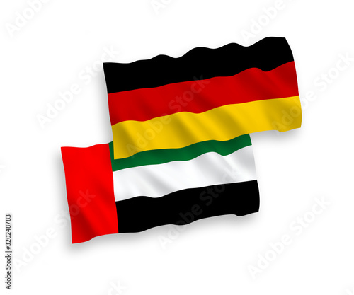 Flags of United Arab Emirates and Germany on a white background