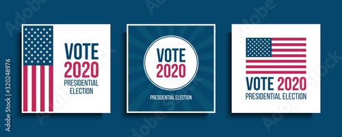 Vote USA 2020 Presidential Election cards set. Vector illustration.