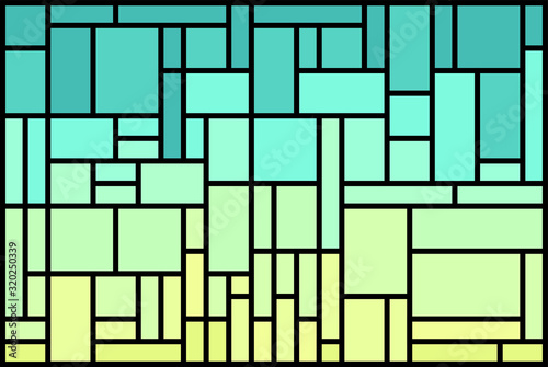 Vector geometric background of multi-colored rectangles of different sizes in the style of stained-glass window
