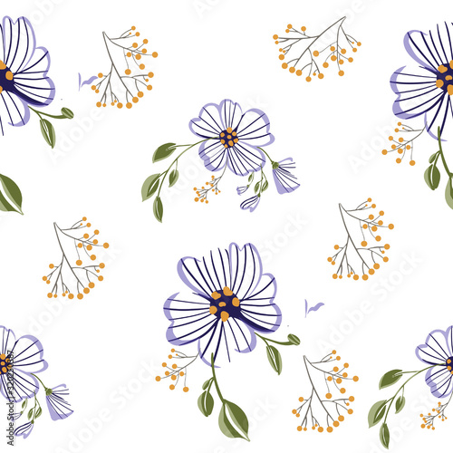 Fashionable cute pattern in nativel flowers. Floral seamless background for textiles, fabrics, covers, wallpapers, print, gift wrapping or any purpose.