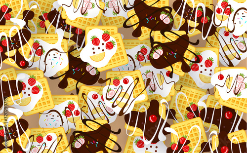 Waffle and topping background	