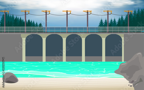 landscape of electric dam in the day time