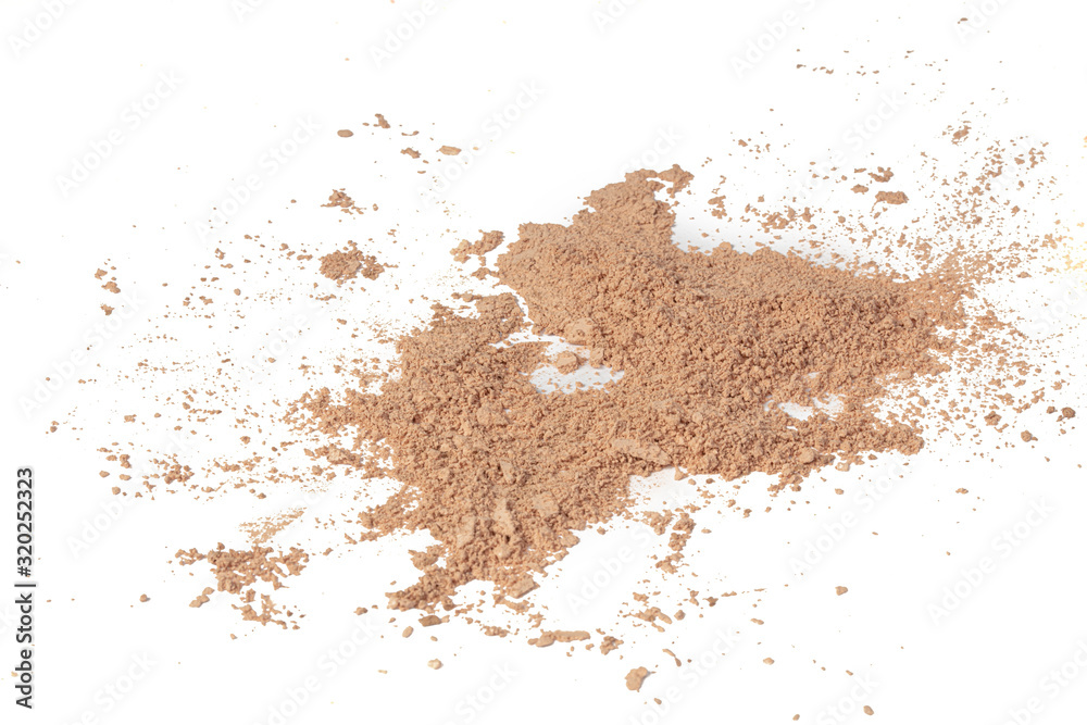 Loose powder for the face isolated on a white background. Loose powder for the face isolated on a white background.